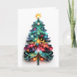 Cut paper Christmas tree card