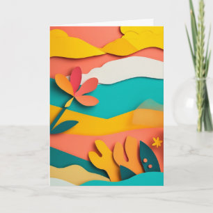 Cut-Paper Coral Bloom Card