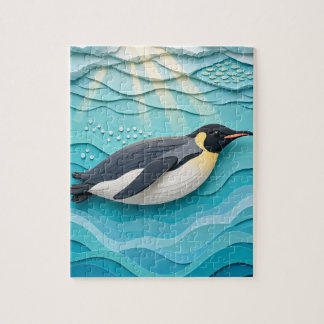 Cut-Paper Emperor Penguin Sea Ice Jigsaw Puzzle