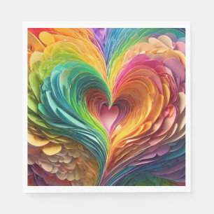 Cut paper hearts in rainbow colors napkins