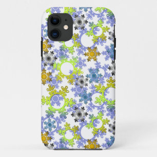 Cut paper snowflakes multicolored on white iPhone 11 case