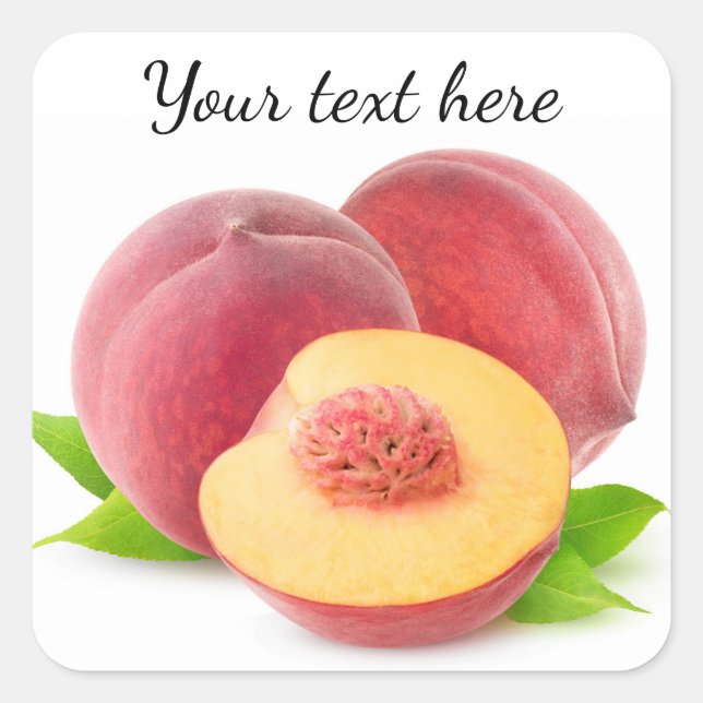 Cut peaches square sticker (Front)