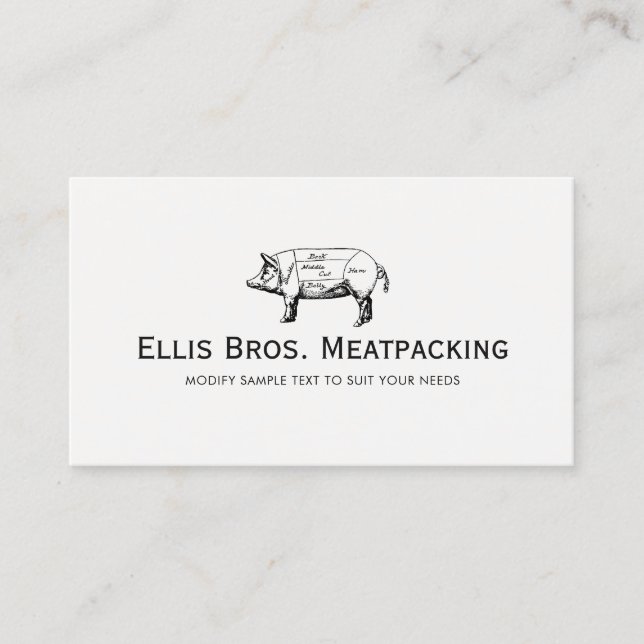 Cut Pig Diagram Butcher Shop Business Card (Front)