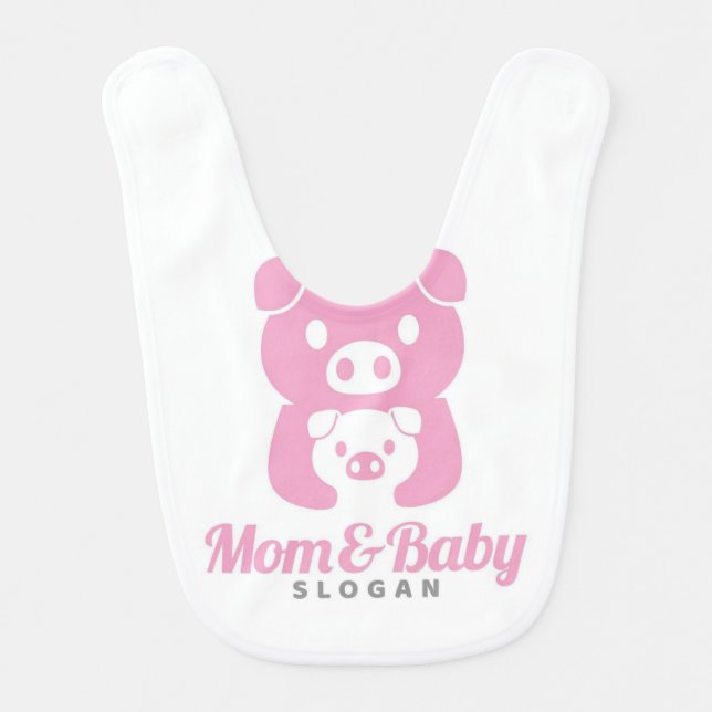 Cut piggy mom and dad  baby bib (Front)
