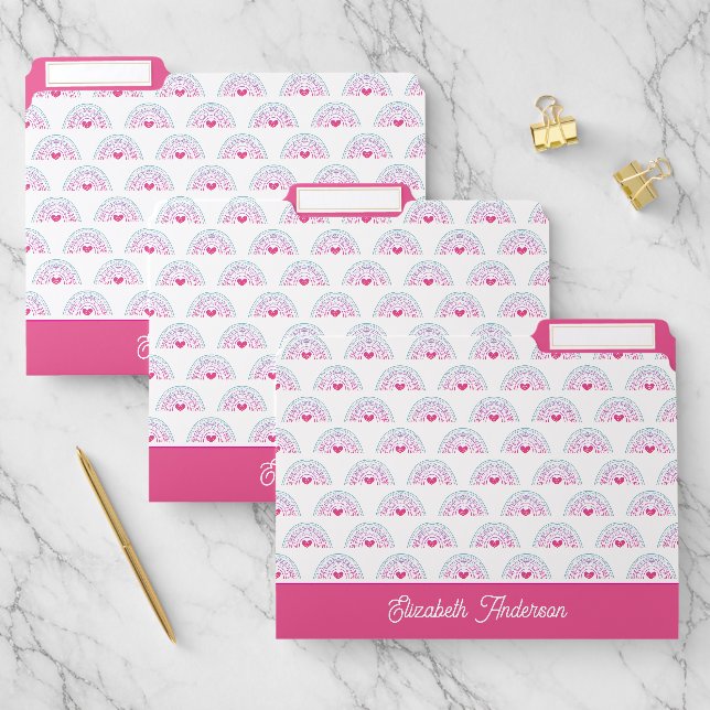 Cut Pink Boho Rainbow Girly File Folder (Set)