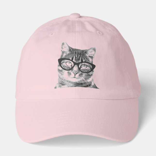 Cut pink hat with cat photo (Front)