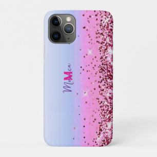 Cut pink Turquoise Purple glitter Faux Glitter iPhone 11 Pro Case