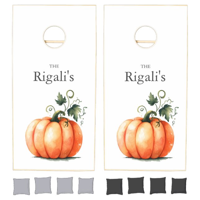 Cut Pumpkin Fall Family  Cornhole Set (Set)