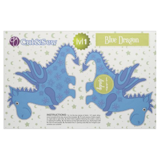 Cut & Sew Blue Dragon - Easy DIY Project Fabric