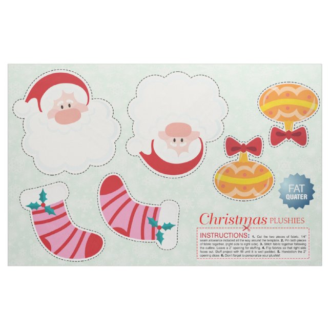 Cut & Sew Christmas Ornaments - DIY Plush Fabric (Fat Quarter)