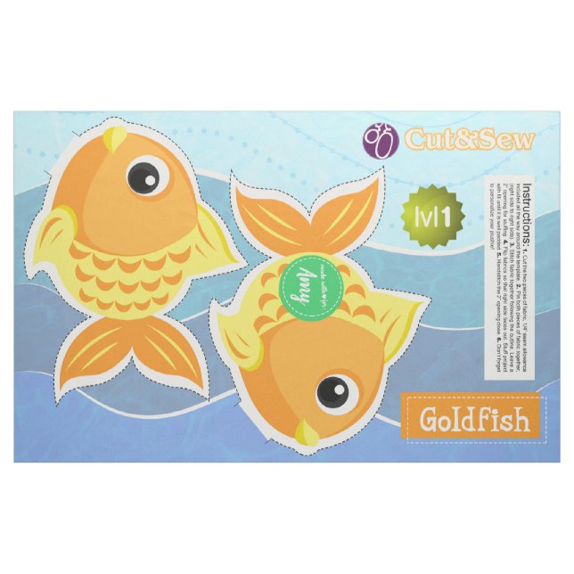 Cut & Sew Customizable Goldfish - Easy DIY Project Fabric (Fat Quarter)