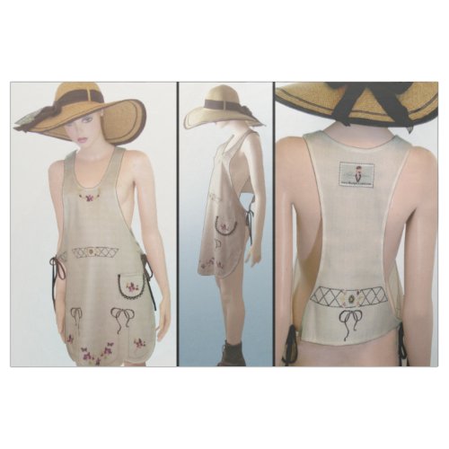 Cut  Sew Fashion_ Vintage embroiderd APRON tan Fabric