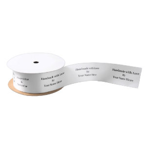 Cut & Sew Handmade with Love  Horizontal Label   Satin Ribbon