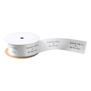 Cut & Sew Handmade with  Love Script Label   Satin Ribbon