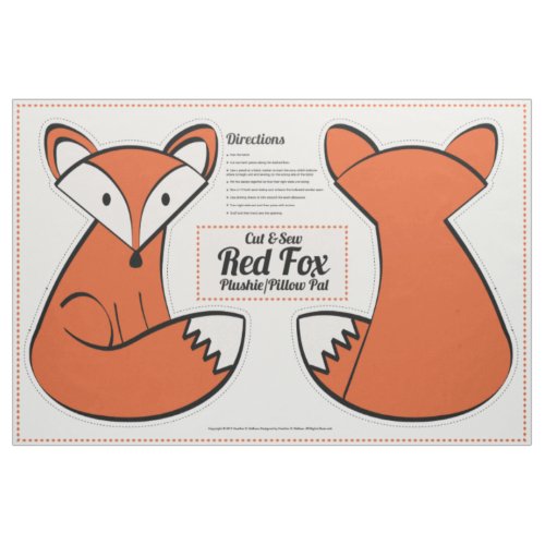 Cut  Sew Red Fox Plushie _ Pillow Pal Fabric