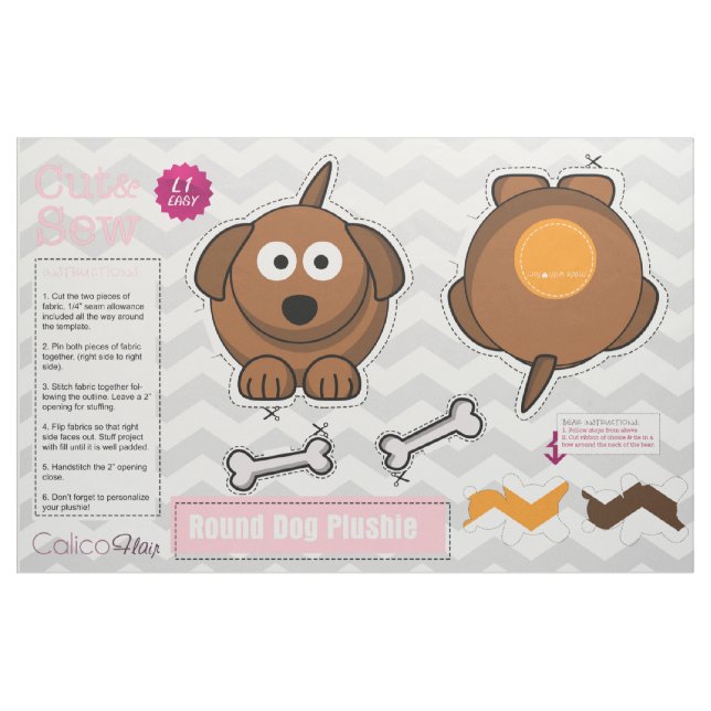 Cut & Sew: Round Dog Plush Pillow Fabric (Fat Quarter)