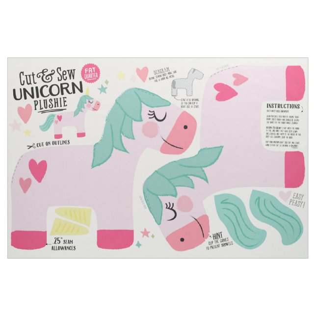 Cut & Sew Unicorn Fabric - Fun DIY Plush (Fat Quarter)