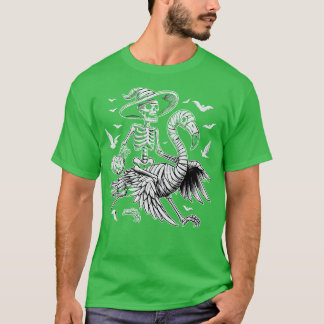 Cut Spooky Flamingo Skeleton Halloween T-Shirt