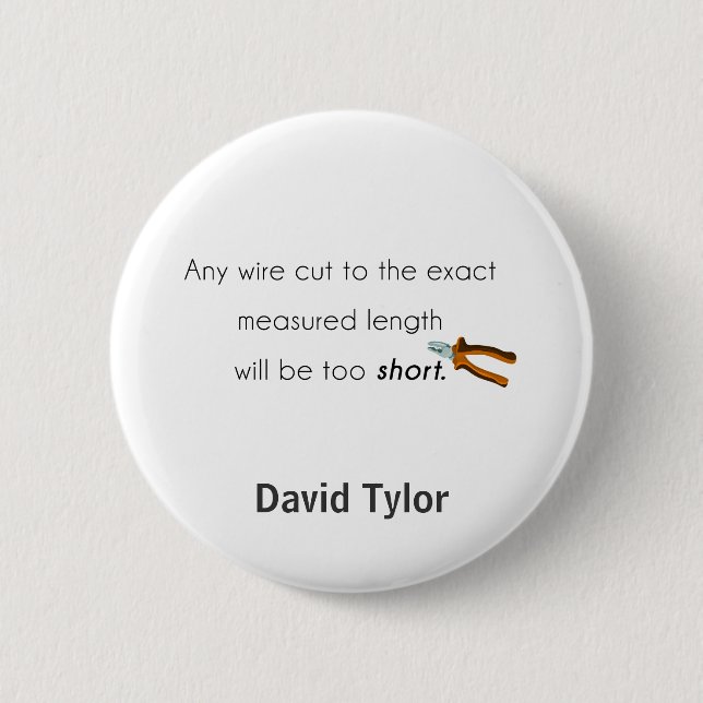 Cut too short! pinback button (Front)