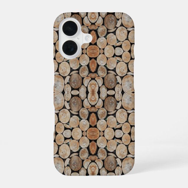 Cut Tree Branch Logs Stacked Pattern Photograph Iphone Case (Back)