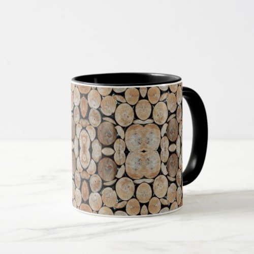 Cut Tree Branch Logs Stacked Pattern Photograph Mug