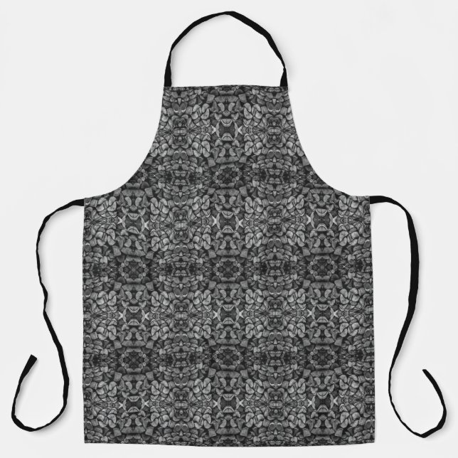 Cut Tree Logs Stacked Together Black & White Photo Apron (Front)