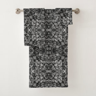 Cut Tree Logs Stacked Together Black & White Photo Bath Towel Set