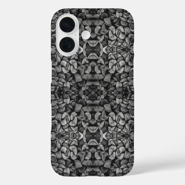 Cut Tree Logs Stacked Together Black & White Photo Case-Mate iPhone Case (Back)