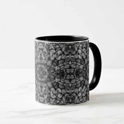 Cut Tree Logs Stacked Together Black & White Photo Mug