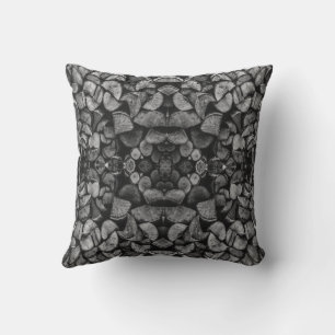 Cut Tree Logs Stacked Together Black & White Photo Throw Pillow