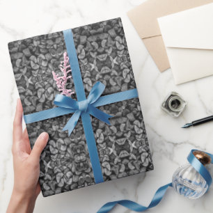 Cut Tree Logs Stacked Together Black & White Photo Wrapping Paper