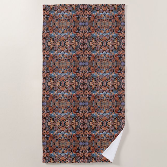 Cut Tree Logs Stacked Together Pattern Photograph Beach Towel (Front)