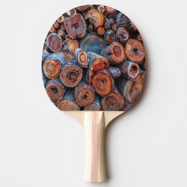 Cut Tree Logs Stacked Together Pattern Photograph Ping Pong Paddle (Front)