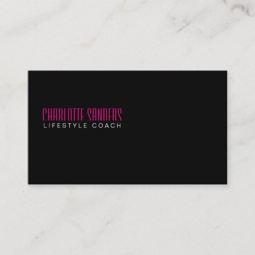 Cut Typeface hot pink black background Business Card