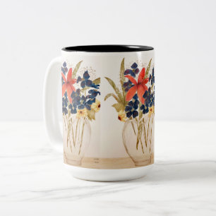 Cut vase of flowers Two-Tone coffee mug