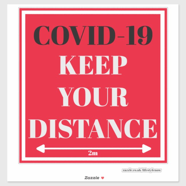 Cut Vinyl Sticker - COVID-19 Keep Your Distance 2m (Sheet)