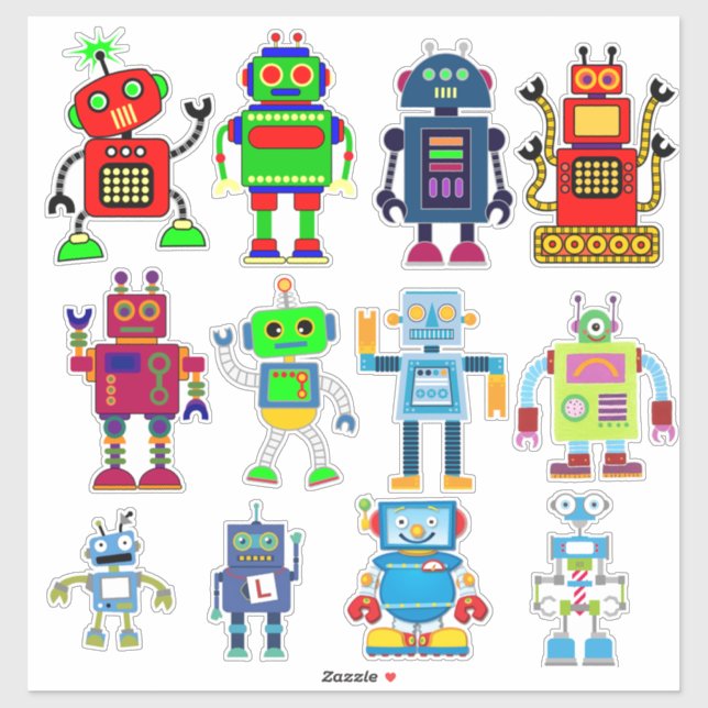 Cut Vinyl Stickers - Robots (Sheet)