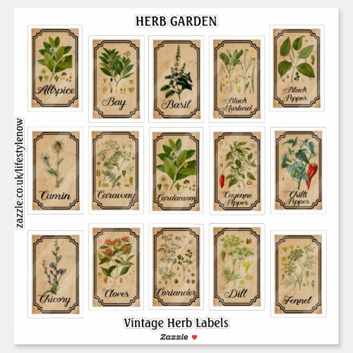 Cut Vinyl Stickers _ Vintage Herb Labels