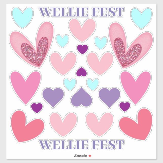 Cut Vinyl Stickers - Wellie Fest Hearts (Sheet)