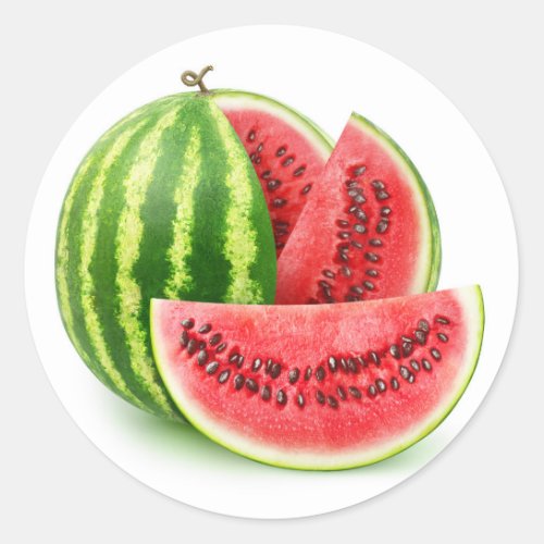 Cut watermelon classic round sticker