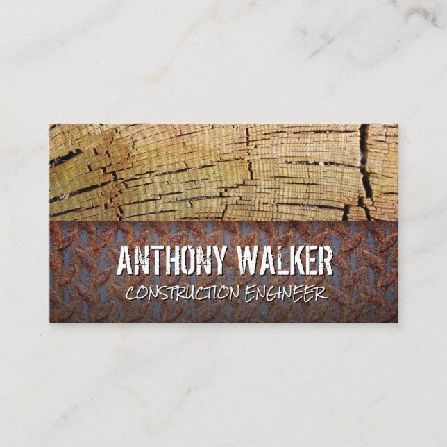 Cut Wood | Steel Panel Business Card (Front)
