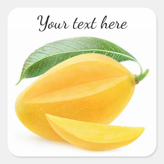 Cut yellow mango square sticker (Front)