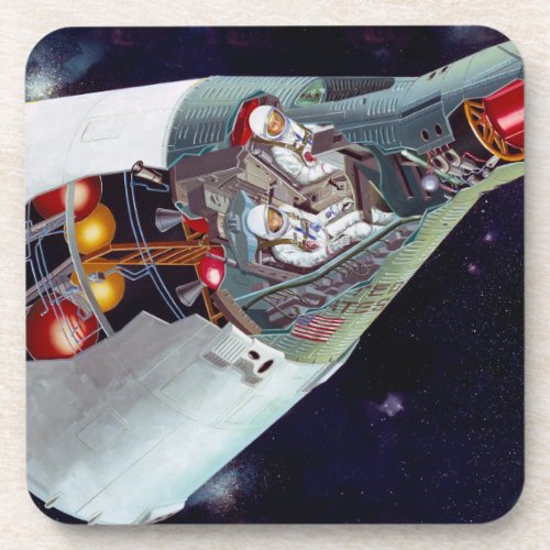 Cutaway A Two_Person Gemini Spacecraft In Flight Beverage Coaster