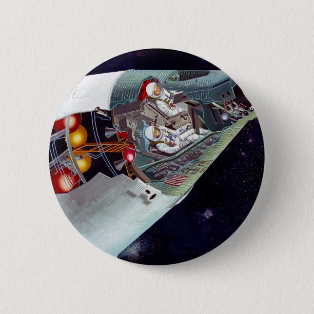 Cutaway A Two-Person Gemini Spacecraft In Flight. Button (Front)