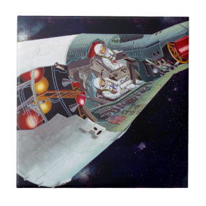Cutaway A Two-Person Gemini Spacecraft In Flight. Ceramic Tile