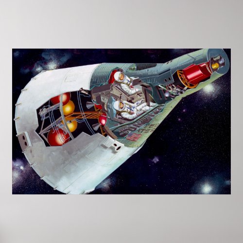 Cutaway A Two_Person Gemini Spacecraft In Flight Poster