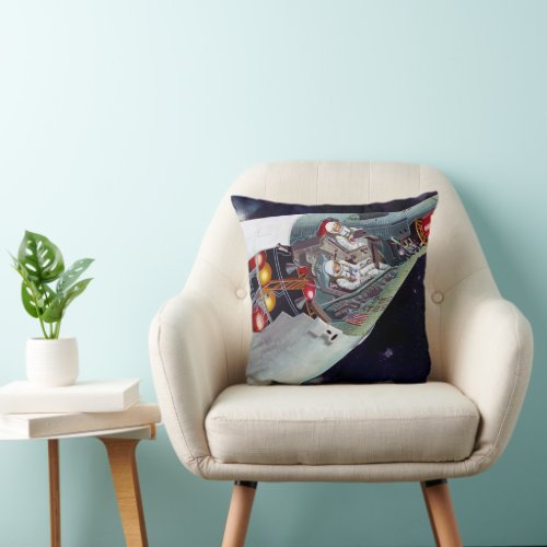 Cutaway A Two_Person Gemini Spacecraft In Flight Throw Pillow