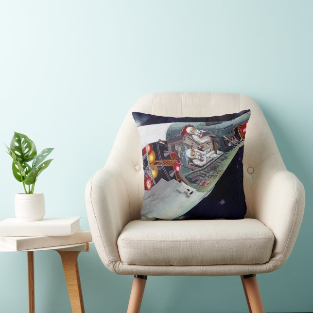 Cutaway A Two-Person Gemini Spacecraft In Flight. Throw Pillow (Chair)