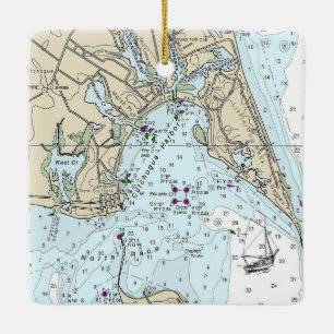 Cutchhogue Habor Nautical Chart Ceramic Ornament
