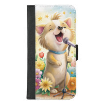 Cutd Dog singing with flowers Wallet Case